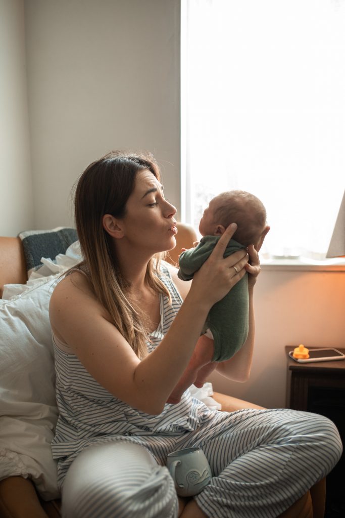 New mum talking to her baby